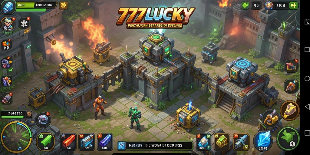 Tampilan gameplay 777LUCKY dalam pertarungan Tower Defense yang intens.