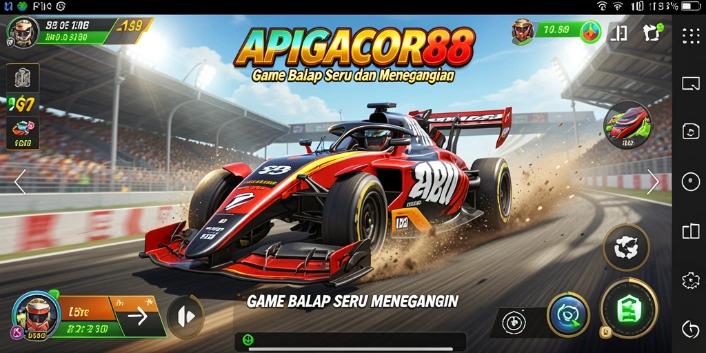 Tampilan gameplay APIGACOR88 yang penuh aksi dan kecepatan.
