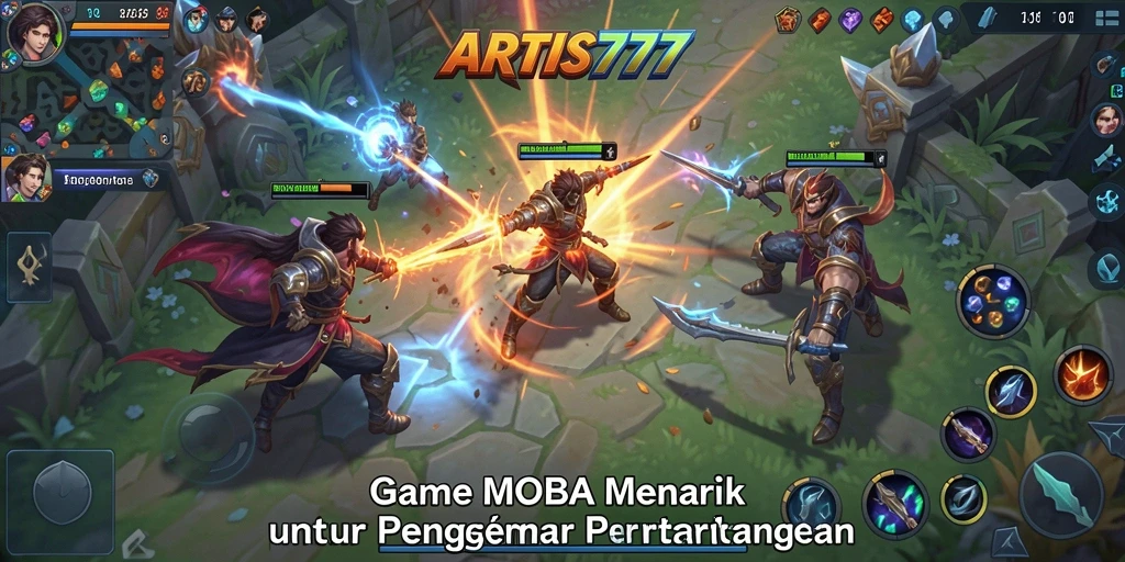 Tangkapan layar gameplay <strong>ARTIS777</strong> yang penuh aksi MOBA.