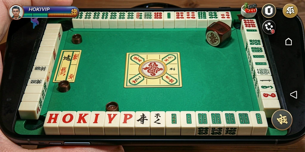 Tampilan gameplay menarik HOKIVIP yang penuh strategi Mahjong.