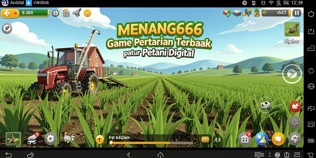 Screenshot MENANG666 menunjukkan pemain yang mengelola lahan pertanian yang luas.
