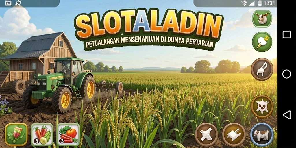 Screenshot menampilkan gameplay seru dari SLOTALADIN saat bertani.