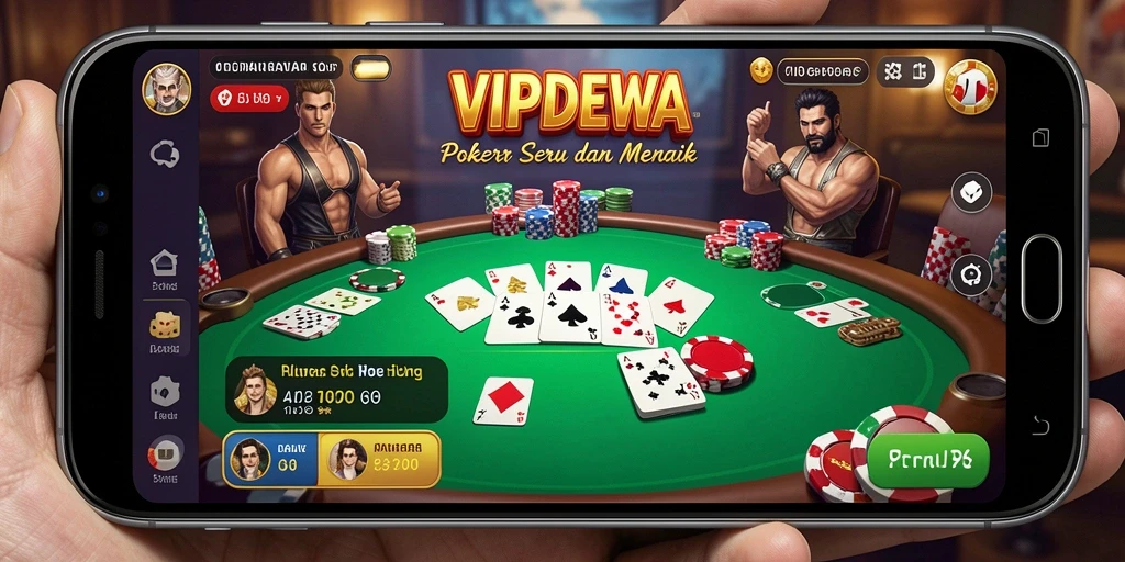 Screenshot permainan <strong>VIPDEWA</strong> menunjukkan aksi seru di meja poker.